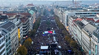Légifelvétel az Ukrajna melletti Vencel téri tüntetésről 2022. október 30-án