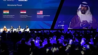 وزير الطاقة الإماراتي سهيل المزروعي يتحدث في معرض ومؤتمر أبوظبي الدولي للبترول، الإمارات، الاثنين 31 أكتوبر 2022.