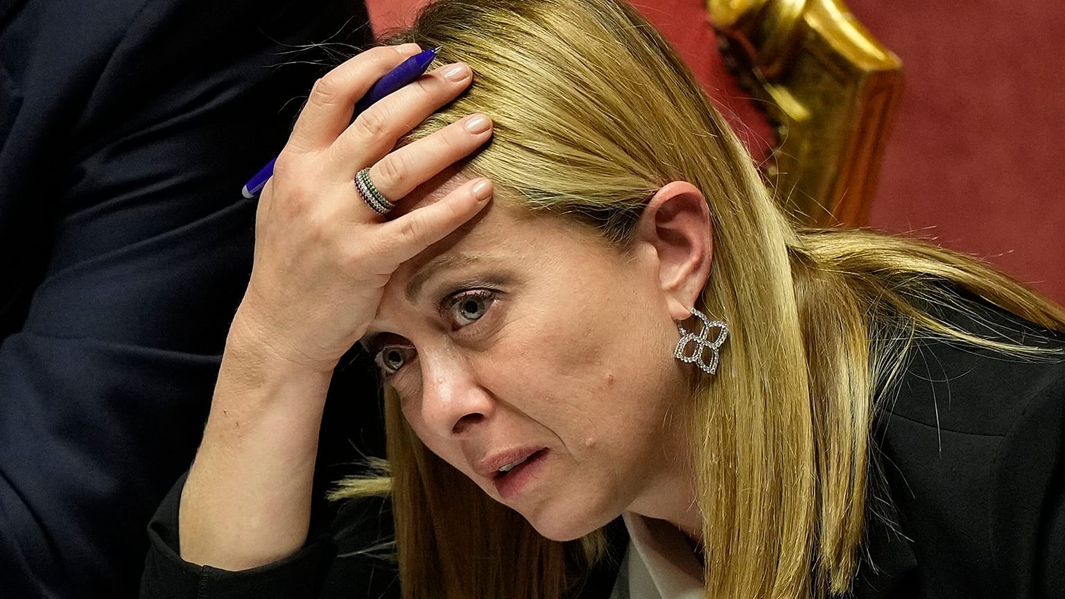 Italian Premier Giorgia Meloni attends a debate at the Senate ahead of a confidence vote for the new Government in Rome, 26 October 2022