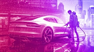 An illustration of a person charging their electric car
