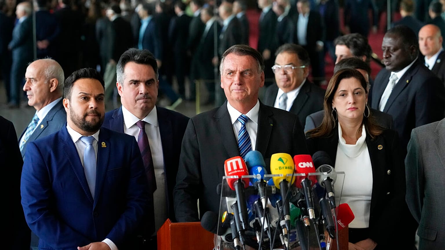 Jair Bolsonaro durante su comparecencia de este martes en Brasilia (Brasil).
