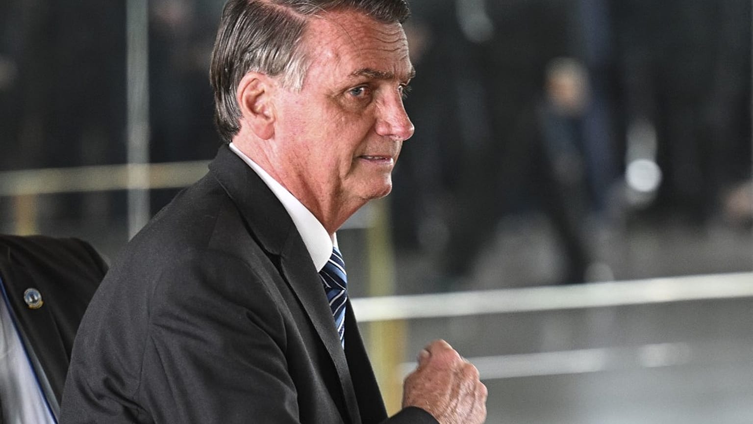 Bolsonaro leaves after making a statement for the first time since Sunday's presidential run-off election, at Alvorada Palace in Brasilia, on November 1, 2022.