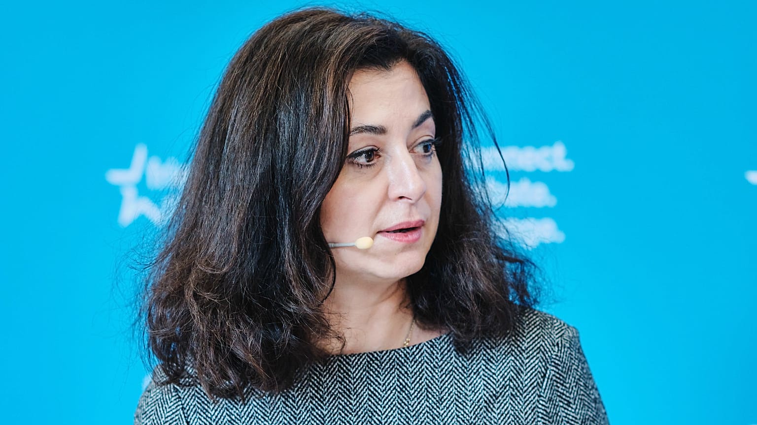 Author and journalist Ece Temelkuran speaks at a conference in Brussels organised by think tank Friends of Europe.