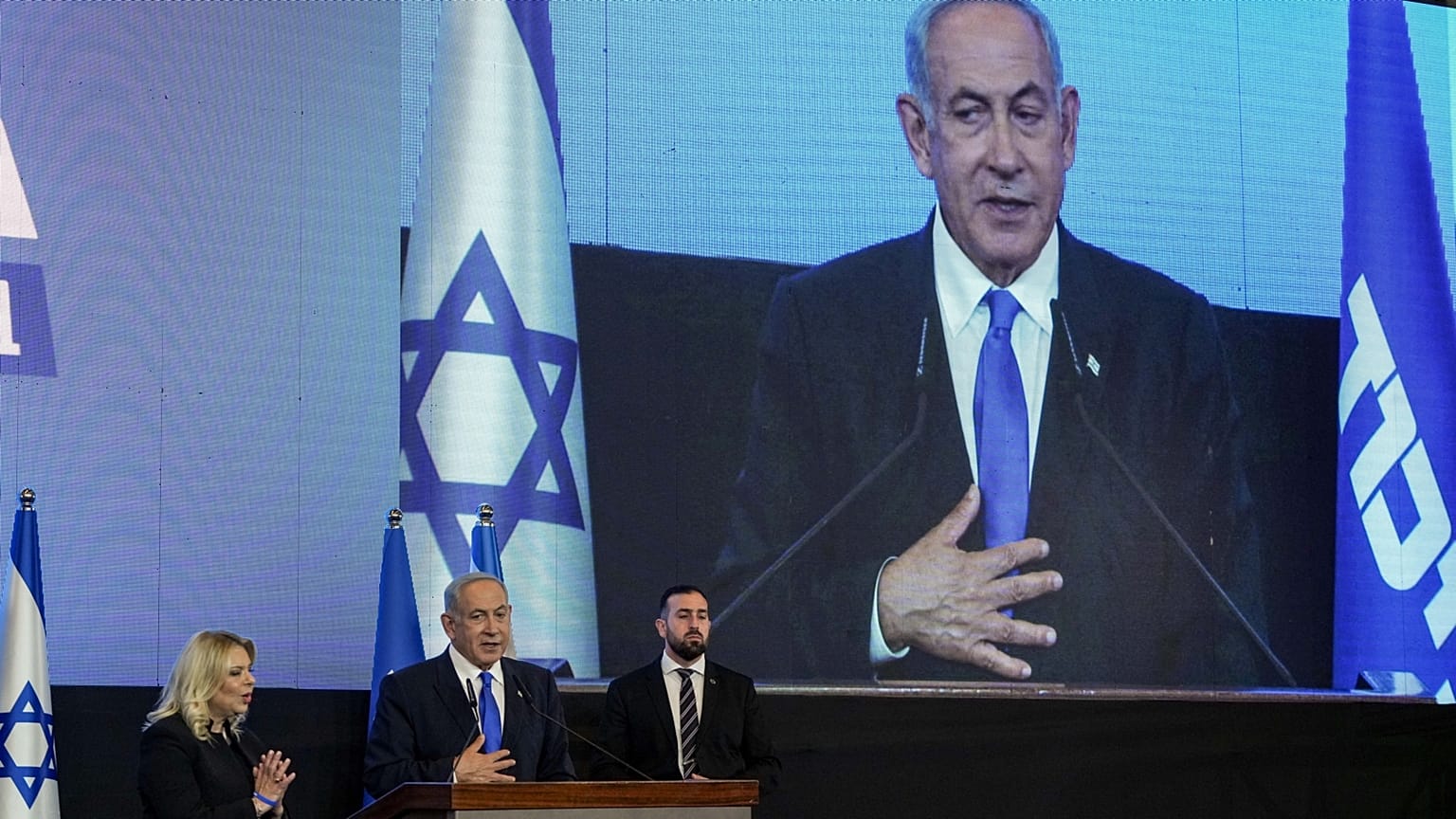 Benjamin Netanyahu, a győztes Likud vezetője a választás éjszakáján