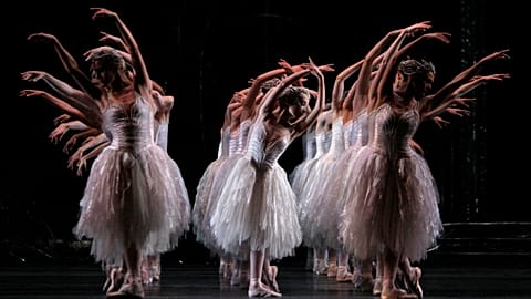 Ballerinas perform during a dress rehearsal for Anthony Dowell's production of the ballet 'Swan Lake' at the Royal Opera House in London in 2008.