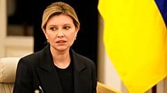 Olena Selenska an diesem Donnerstag in Lissabon beim Empfang durch Antonio Costa