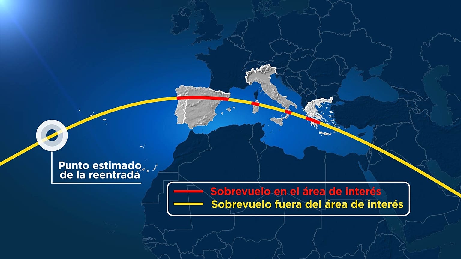 Mapa de la trayectoria del cohete chino