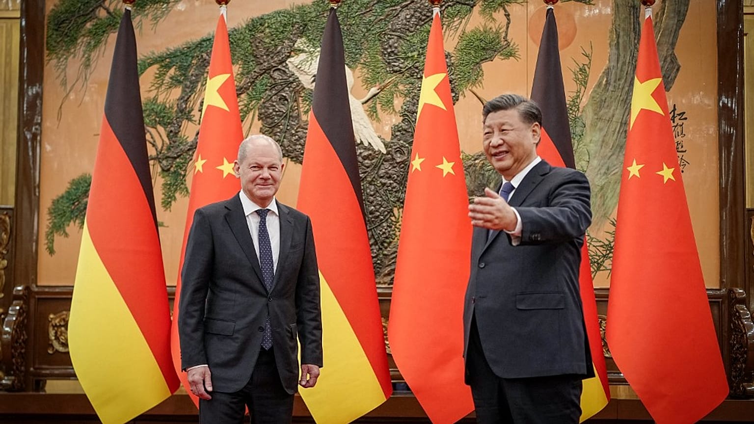 Olaf Scholz és Hszi Csin-ping Pekingben.