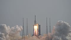 Long March-5B Y4 rocket, carrying the Mengtian lab module for China's under-construction space station Tiangong, takes off from Wenchang Spacecraft Launch Site in Hainan