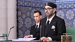 العاهل المغربي محمد السادس خلال خطاب متلفز في الرباط.