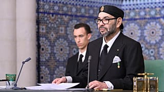 العاهل المغربي محمد السادس خلال خطاب متلفز في الرباط.
