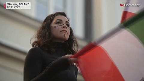 Dozens of people gathered in Warsaw for women's rights in Iran on Sunday