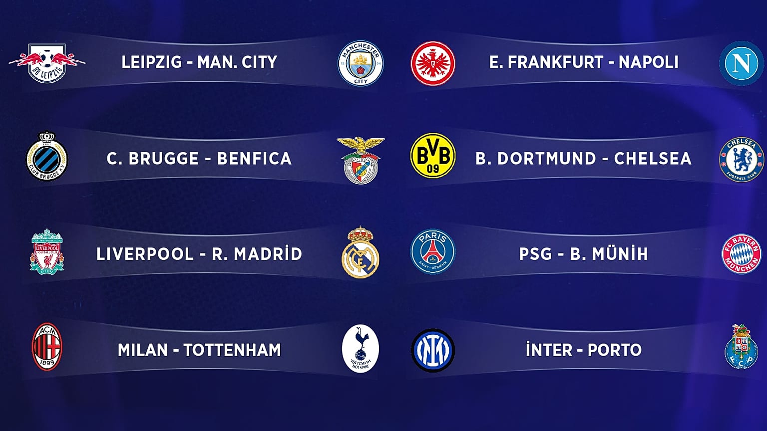 UEFA Şampiyonlar Ligi'nin son 16 turunda eşleşmeler belli oldu 