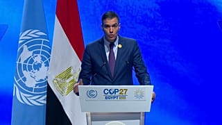 Pedro Sánchez, durante su discurso en