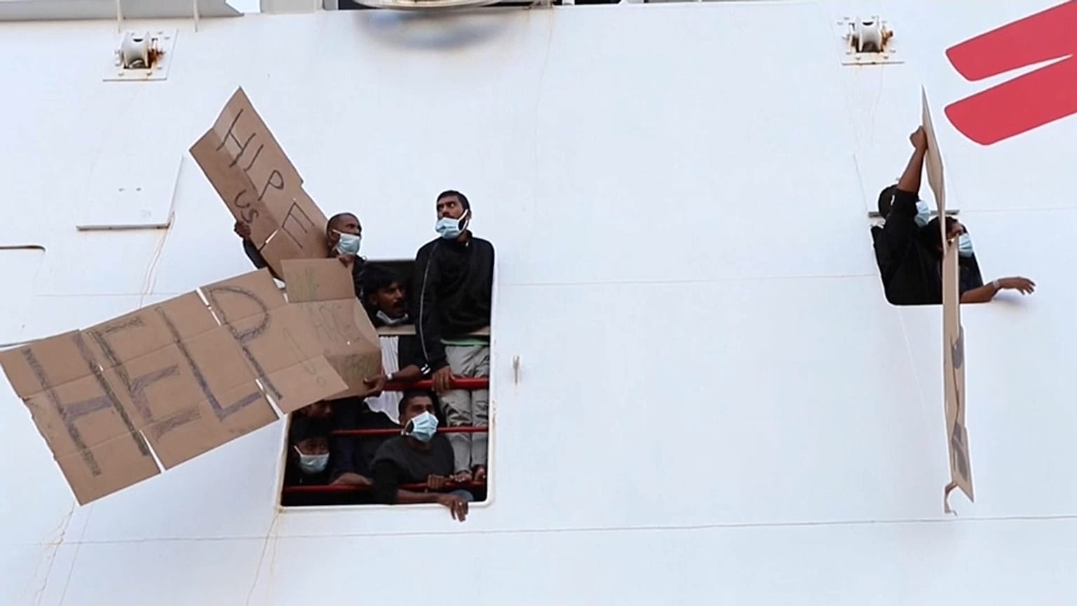 Protests have erupted on the Humanity 1 ship after some 35 men were not allowed to disembark.