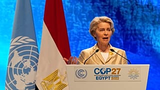 La président de la Commission européenne, Ursula von der Leyen lors d'une discours à Charm el-Cheikh en Égypte le 8 novembre 2022.