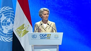La presidenta de la Comisión Europea, Ursula von der Leyen en la COP27