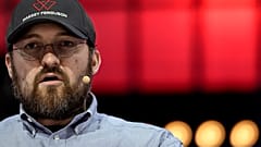 Cardano founder Charles Hoskinson speaks during a talk at the centre stage of the Europe's largest tech conference, the Web Summit,