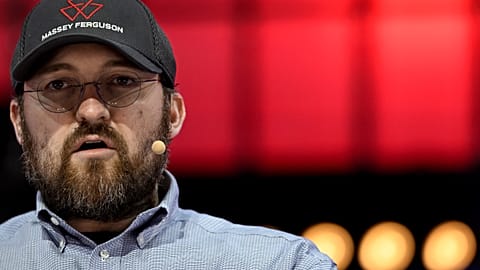 Cardano founder Charles Hoskinson speaks during a talk at the centre stage of the Europe's largest tech conference, the Web Summit,
