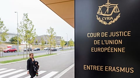 The entrance to the European Court of Justice in Luxembourg.