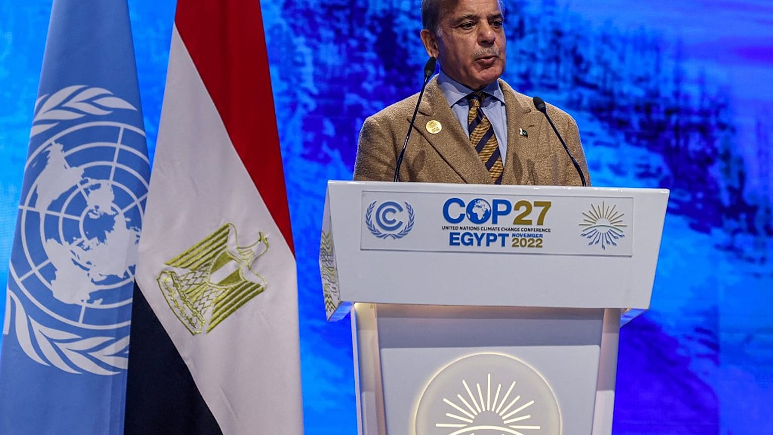 Primeiro-ministro paquistanês discursa na COP27