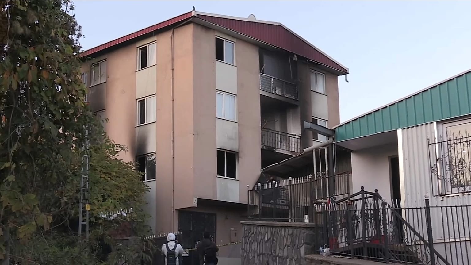 The blaze broke out in a building the motsly houses Syrian refugee families.