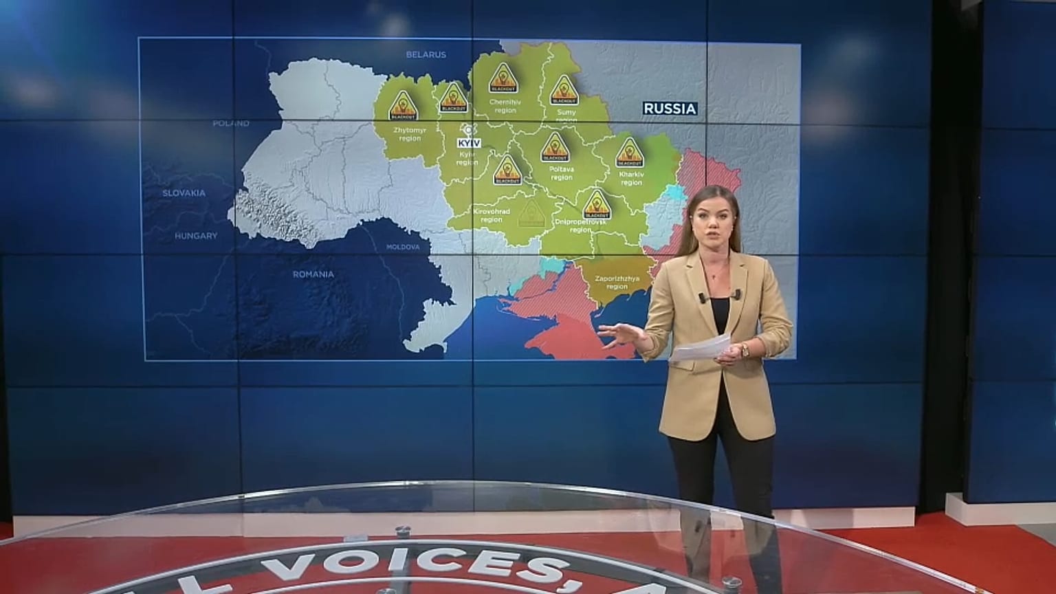 Карта почасовых отключений электроэнергии в Украине.