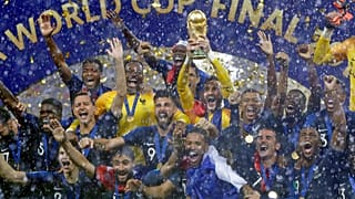 L'équipe de France de football, championne du monde, le 15 juillet 2018, Moscou, Russie