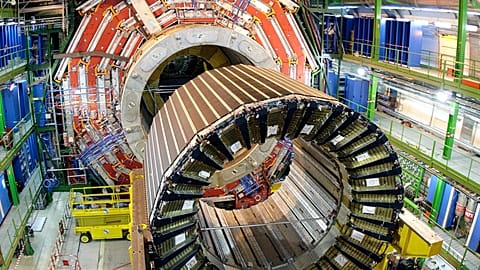 The magnet core of the world's largest superconducting solenoid magnet at CERN's Large Hadron Collider (LHC) on March 22, 2007.