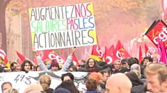 Manifestación y huelgasalarial del sector de transportes públicos en París