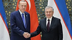 Реджеп Тайип Эрдоган и Шавкат Мирзиёев на саммите ОТГ в Самарканде, 11 ноября 2022 г.