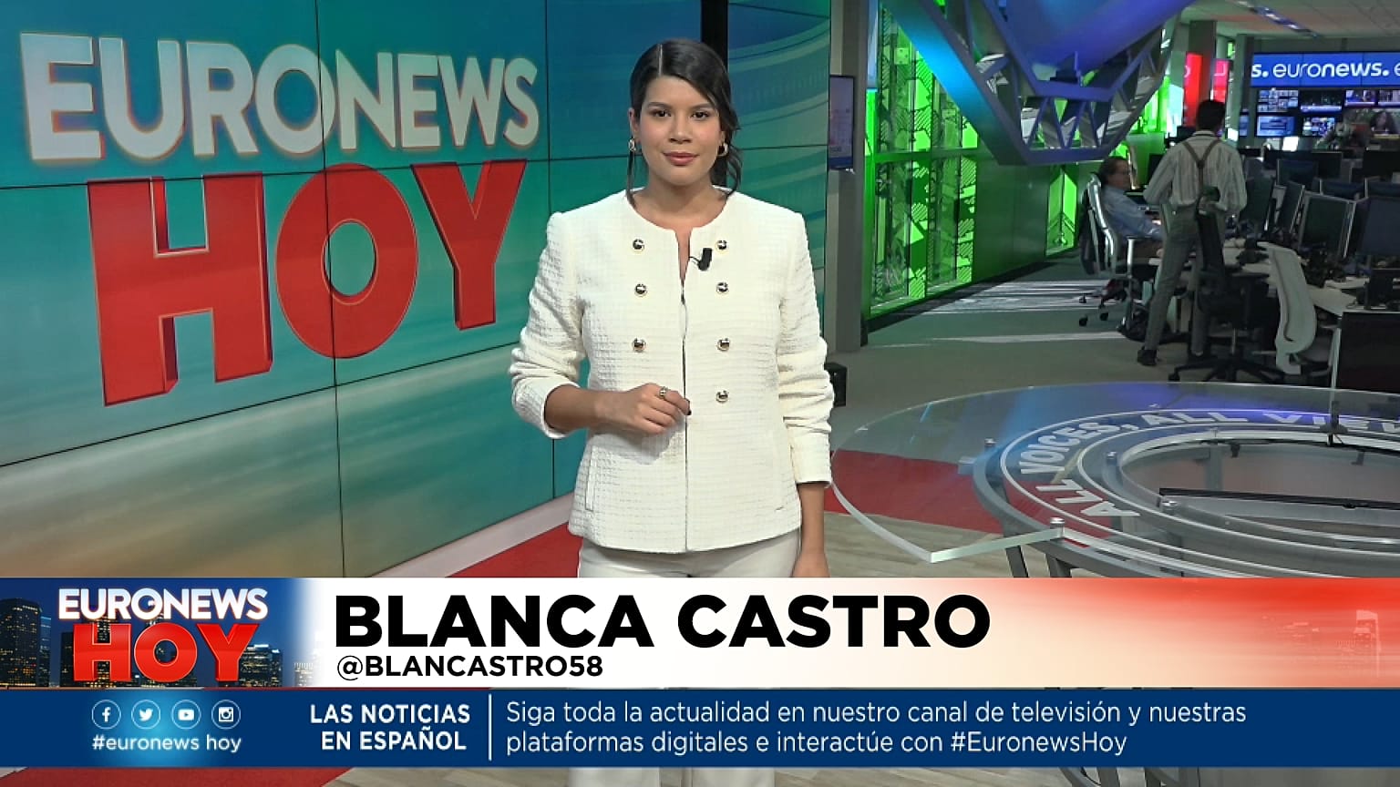 Blanca Castro presenta este viernes 11 de noviembre Euronews Hoy. 