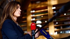 Varga Judit igazságügyi miniszter nyilatkozik a sajtónak Brüsszelben
