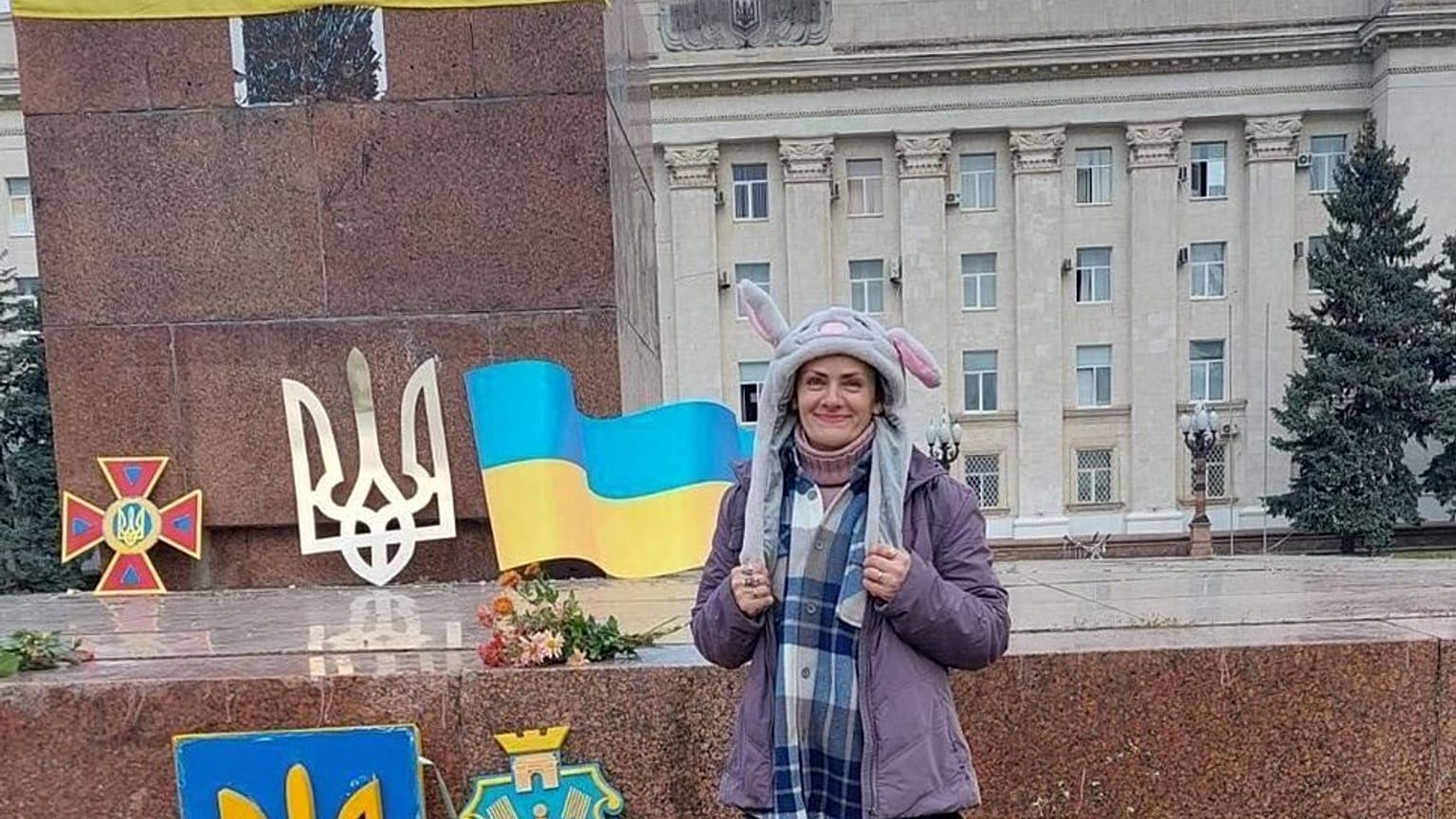 Lilia, una delle attiviste del movimento di resistenza "Nastro Giallo". (Kherson, 11.11.2022)