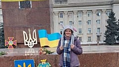 Lilia, una delle attiviste del movimento di resistenza "Nastro Giallo". (Kherson, 11.11.2022)