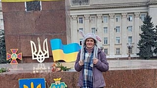 Lilia, una delle attiviste del movimento di resistenza "Nastro Giallo". (Kherson, 11.11.2022)