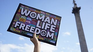 A anti-Iranian government protest on October 1, 2022 in Trafalgar Square in London