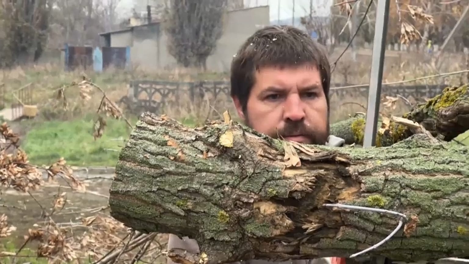Valery is collecting wood for the upcoming winter in the eastern Ukrainian town of Siversk. 