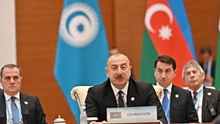 الهام علی‌اف، رئیس جمهور آذربایجان در اجلاس سران کشورهای ترک‌زبان در ازبکستان