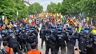 Demonstrators marched through the German capital Berlin after a call by left-wing organisations to protest.