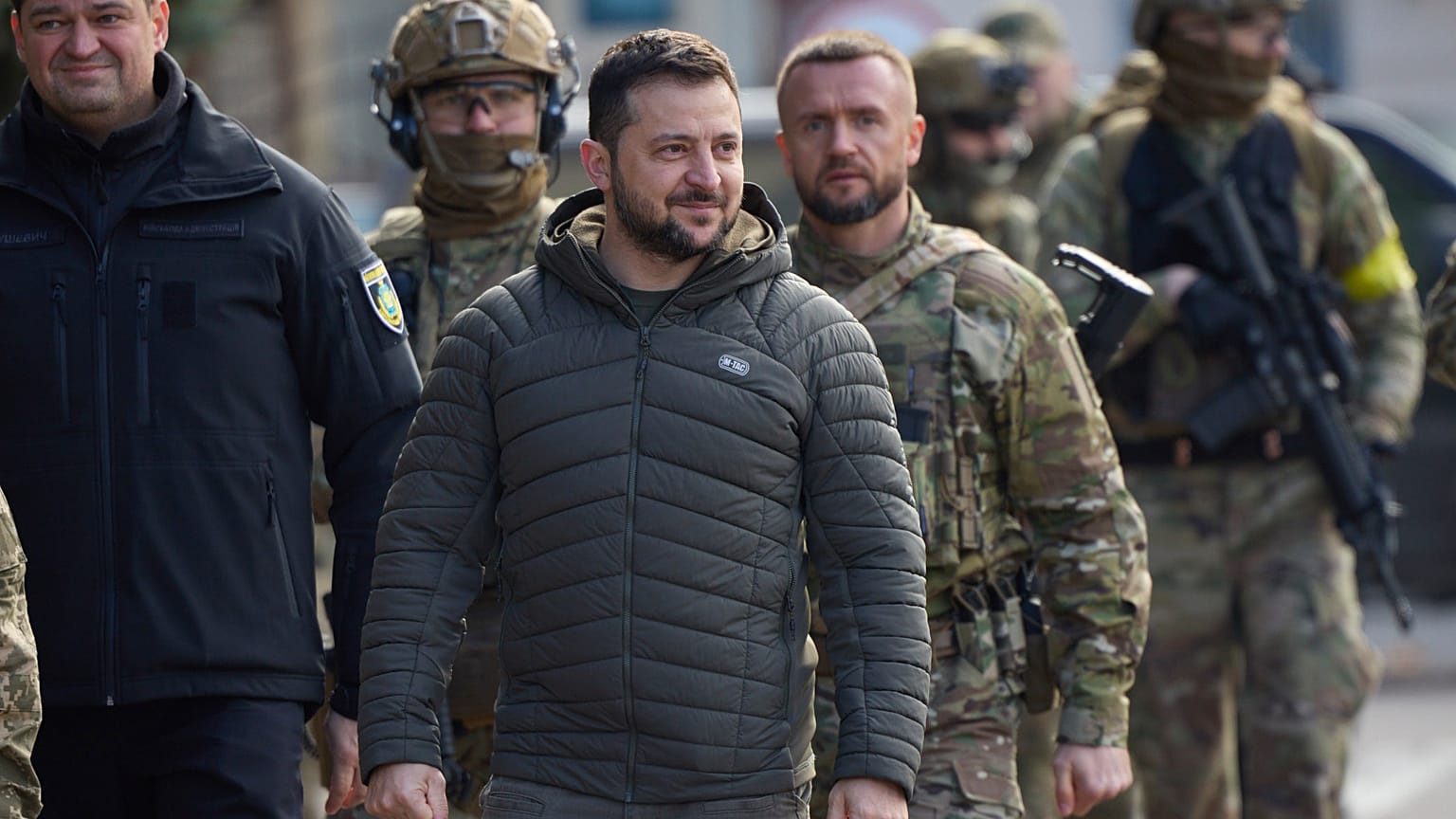 Ukrainian President Volodymyr Zelenskyy visited Kherson's central square on Monday.