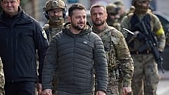 Ukrainian President Volodymyr Zelenskyy visited Kherson's central square on Monday.