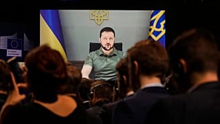 Volodímir Zelenski durante una intervención virtual.