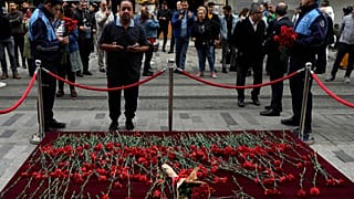 Гвоздики на месте взрыва на улице Истикляль в Стамбуле
