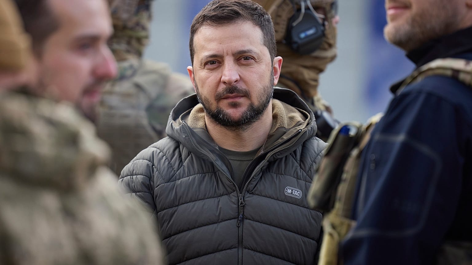 Ukrainian President Volodymyr Zelenskyy seen during his visit to Kherson, Ukraine, Monday, Nov. 14, 2022. 