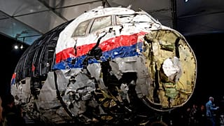 Oct. 13, 2015 file photo, shows the reconstructed wreckage of Malaysia Airlines Flight MH17.