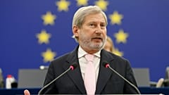 European Commissioner for Budget and Administration Johannes Hahn at the European Parliament, Feb. 16, 2022 in Strasbourg.
