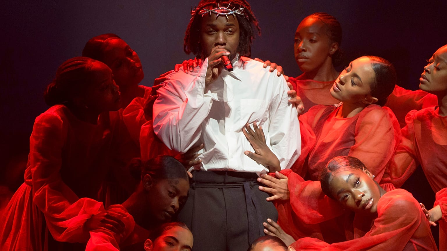 Kendrick Lamar performs at the Glastonbury Festival in Worthy Farm, Somerset, England, on June 26, 2022.