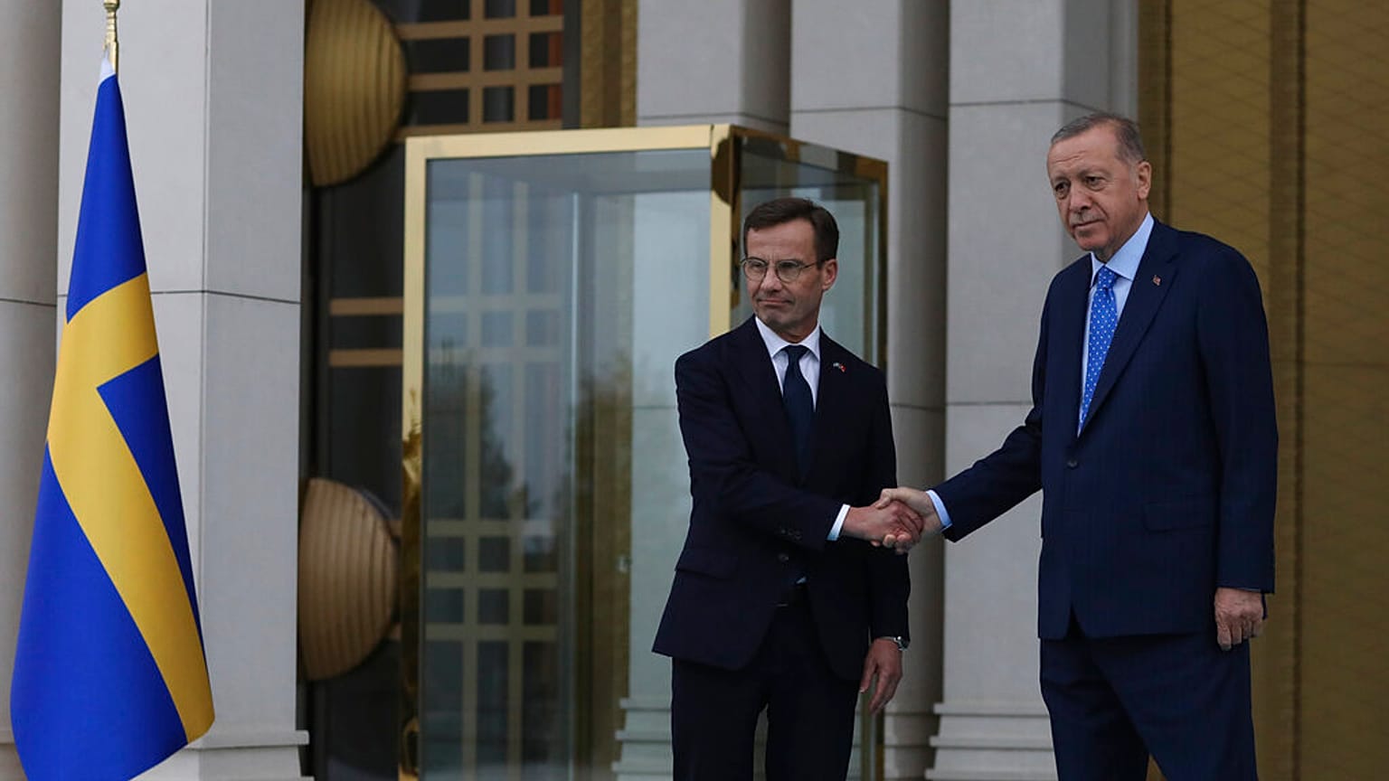 El primer ministro sueco Ulf Kristersson y el presidente turco Reçep Tayyip Erdogan en Ankara. Turqía 8/11/2022