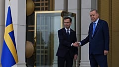 El primer ministro sueco Ulf Kristersson y el presidente turco Reçep Tayyip Erdogan en Ankara. Turqía 8/11/2022
